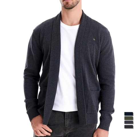 Cardigan da Uomo in Maglia Casual Maglione in Misto Cotone Aperto Davanti Manica Lunga con Tasche per Ufficio Business Style