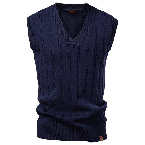 Herren Business Casual V-Ausschnitt Zopfmuster Weste Viskosemischung Ärmelloser Pullover Retro Dicke Elastische Weste Herbst Winter Oberbekleidung