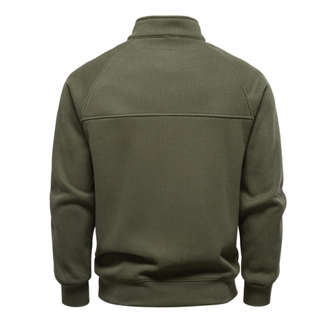 Herren Casual 1/4 Reißverschluss Pullover Sweatshirt Baumwollmischung Gerippt Strick Stehkragen Langarm Top Outdoor Mode Pullover