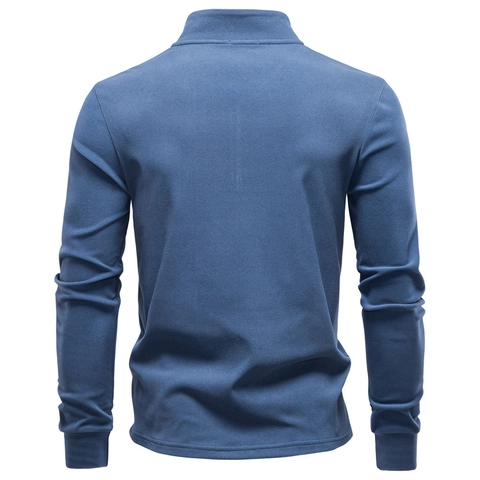 Felpa da Uomo con Collo Alto e Mezza Zip in Pile Poliestere Maglione Caldo a Manica Lunga Vestibilità Larga Invernale