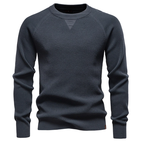 Men Knit Pullover Sweater Viscose Polyester Blend Raglan Sleeve Waffle Texture Crew Neck Business Casual Urban Fashion Long Sleeve Top