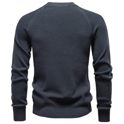 Men Knit Pullover Sweater Viscose Polyester Blend Raglan Sleeve Waffle Texture Crew Neck Business Casual Urban Fashion Long Sleeve Top