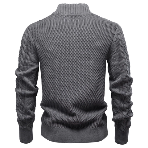 Dicker Herren Strick Cardigan Pullover Stehkragen Reißverschluss Baumwollmischung Warm Casual Herbst Winter Jacke