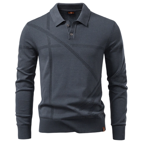 Heren Business Casual Lange Mouw Gebreide Polo Sweater Reverskraag Geometrische Jacquard Pullover Stedelijk Eenvoudig Viscosemix Breigoed