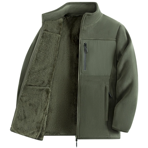 Giacca Tattica in Pile da Uomo Ispessita Termica Antivento Cappotto Outdoor Collo in Piedi Cerniera Casual Giacca Invernale per Uomo