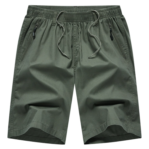 Pantaloncini Cargo Casual da Uomo in Puro Cotone Vita Elastica Con Coulisse Tasche Con Cerniera Estate All'aperto Shorts Taglie Forti
