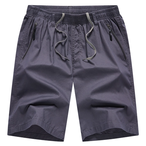 Pantaloncini Cargo Casual da Uomo in Puro Cotone Vita Elastica Con Coulisse Tasche Con Cerniera Estate All'aperto Shorts Taglie Forti