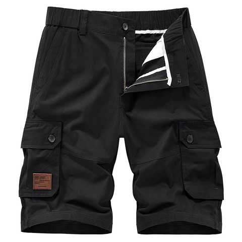 Pantaloncini Cargo da Uomo Relaxed Fit Misto Cotone Elastan Multi Tasche Estate Outdoor Casual Streetwear Lavoro Shorts