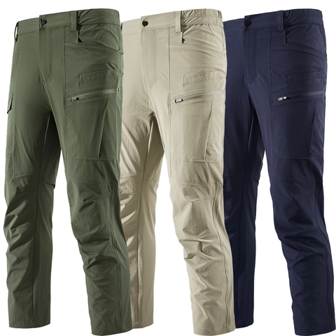 Men's Outdoor Tactical Cargo Pants Quick Dry Lightweight Multi Pocket Hiking Trousers Nylon Spandex Casual Work Pants