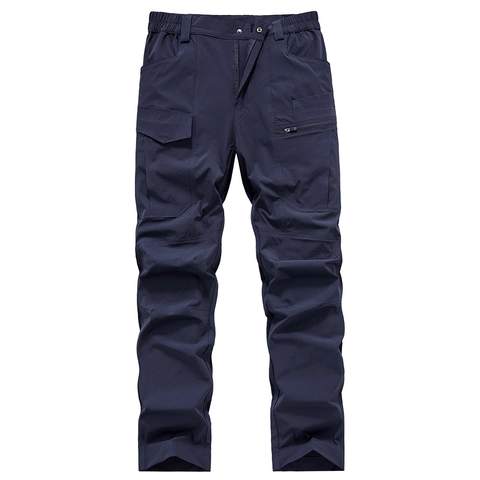 Men's Quick Dry Tactical Cargo Pants Outdoor Lightweight Multi Pocket Elastic Waist Casual Work Trousers For Hiking Camping