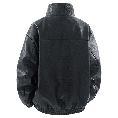 Herren PU Lederjacke Synthetikmaterial Stehkragen Motorrad Biker Stil Reißverschluss Casual Outerwear Frühling Herbst