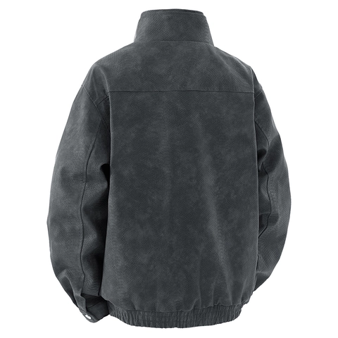 Heren PU Leren Jas Opstaande Kraag Slangenhuid Textuur Rits Casual Jas Outerwear Retro Amerikaanse Mode Streetwear Voor Heren