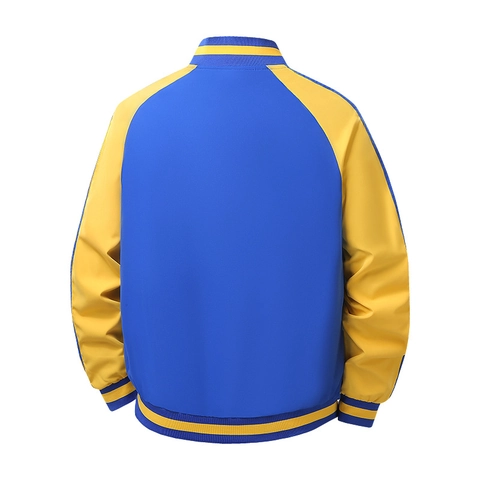 Veste Varsity pour Hommes Color Block Respirante Mélange de Polyester Décontracté Bomber de Baseball Coupe-vent Mince