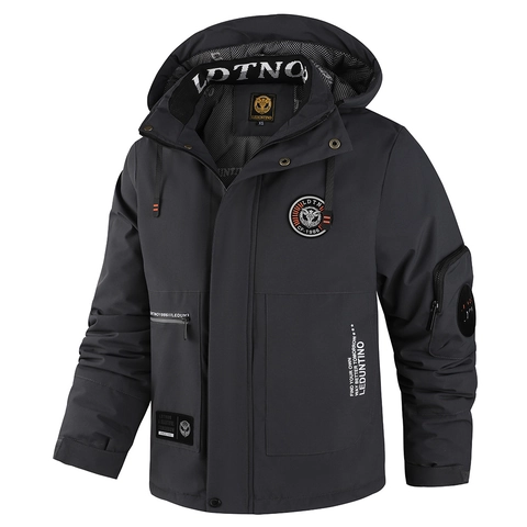 Giacca Imbottita da Uomo Ispessita Con Cappuccio Antivento in Poliestere Invernale Multi-Tasca Cappotto Casual Moda da Uomo