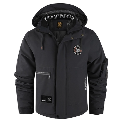 Giacca Imbottita da Uomo Ispessita Con Cappuccio Antivento in Poliestere Invernale Multi-Tasca Cappotto Casual Moda da Uomo