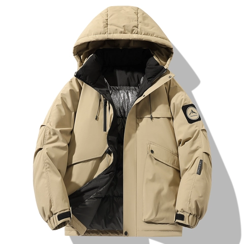 Parka con Cappuccio da Uomo Invernale Cappotto Imbottito Impermeabile Antivento Caldo Giacca per Escursionismo All'aperto Casual