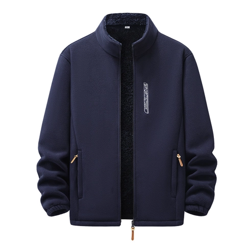 Giacca in Pile da Uomo Colletto alla Coreana Full Zip Caldo Cappotto Outdoor Foderato in Pile Casual Top Invernale