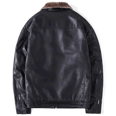 Heren PU Leren Jas Met Kunstbontkraag Verdikte Pluche Voering Warme Winterjas Casual Half Lang Motorjas Biker Outerwear