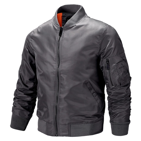 Men's Classic Bomber Jacket MA-1 Flight Pilot Jacket Lightweight Nylon Windbreaker Outerwear With Utility Pocket Zip Up Coat