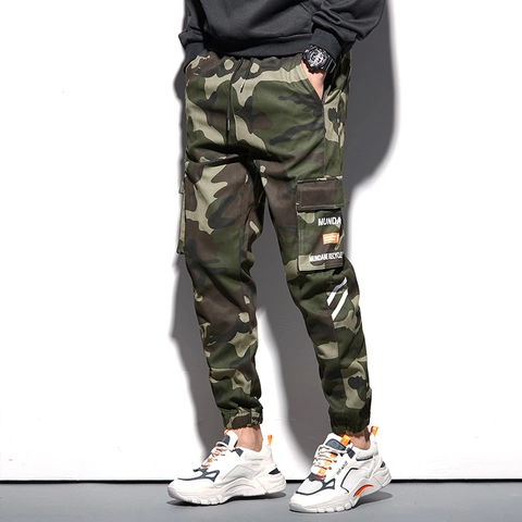 Ανδρικό Casual Παντελόνι Cargo Jogger Βαμβακερό Μείγμα Πολλές Τσέπες Παραλλαγή Μονόχρωμο Παντελόνι Streetwear Μέση Με Κορδόνι Ανδρικά Ρούχα