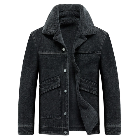 Heren Fleece Gevoerde Denim Jas Dikke Winter Outerwear Casual Sherpa Kraag Workwear Jas Warme Heavyweight Jas Voor Mannen