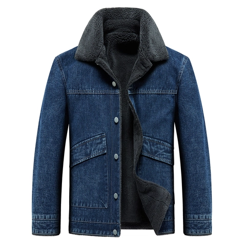 Heren Fleece Gevoerde Denim Jas Dikke Winter Outerwear Casual Sherpa Kraag Workwear Jas Warme Heavyweight Jas Voor Mannen