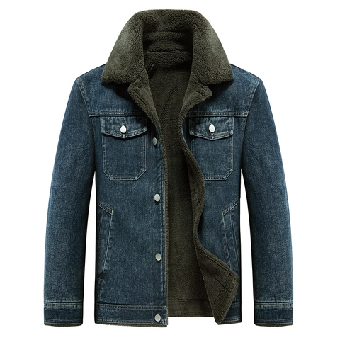 Giacca di Jeans da Uomo Ispessita Con Fodera in Pile di Lana d'Agnello Sintetica Cappotto Invernale Casual in Misto Cotone