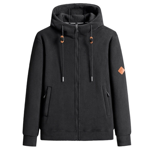 Unisex Heavyweight Fleece Gefüttert Kapuzen Reißverschluss Jacke Thermal Loose Fit Full Zip Hoodie Jacke Warm Einfarbig Winter Mantel