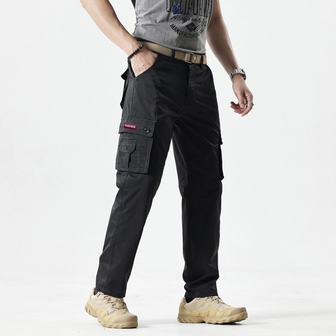 Men's Straight Leg Cargo Pants Multi-Pocket Tactical Outdoor Casual Trousers Breathable Solid Color Work Pants For Men Clothing