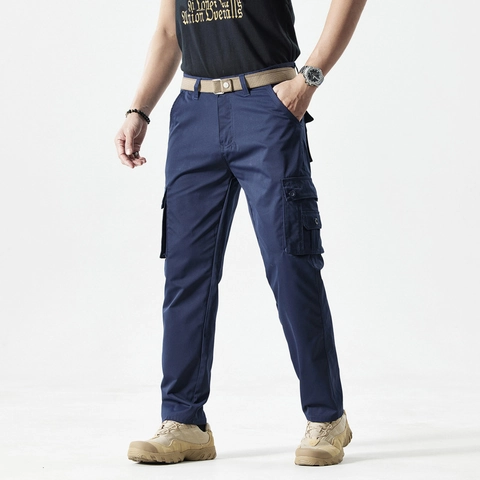Men's Straight Leg Cargo Pants Multi-Pocket Tactical Outdoor Casual Trousers Breathable Solid Color Work Pants For Men Clothing