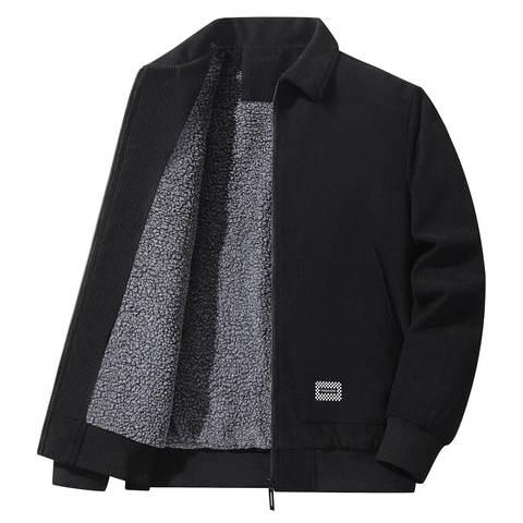 Heren Winter Corduroy Jas Fleece Gevoerd Verdikt Warm Outerwear Revers Rits Casual Workwear Gewatteerde Jas Voor Koud Weer