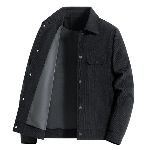 Herren Cordjacke Casual Lockerer Schnitt Vintage Workwear Stil Langarm Einreihig Einfarbig Mode Urban Outerwear
