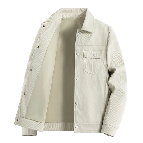 Herren Cordjacke Casual Lockerer Schnitt Vintage Workwear Stil Langarm Einreihig Einfarbig Mode Urban Outerwear