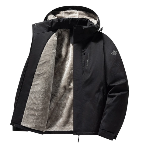 Chaqueta de Invierno para Hombre con Forro de Lana Capucha a Prueba de Viento Impermeable Ropa de Abrigo Patrón Geométrico Parka Cálida Abrigo Informal para Exteriores
