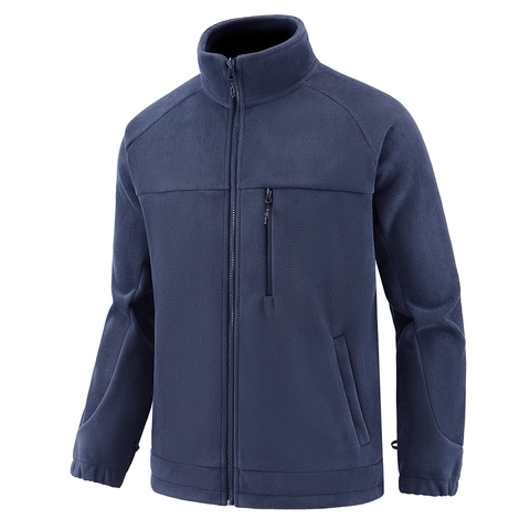 Men's Outdoor Full Zip Fleece Jacket Stand Collar Polar Fleece Warm Coat Winter Casual Color Block Sports Outerwear