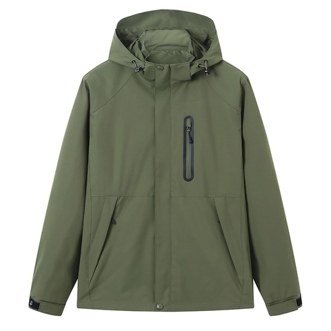 Heren Outdoor Windbreaker Jas Polyester Winddicht Waterdicht Ademend Sportieve Jas Met Capuchon Losse Multi Zakken Casual Bovenkleding Voor Heren