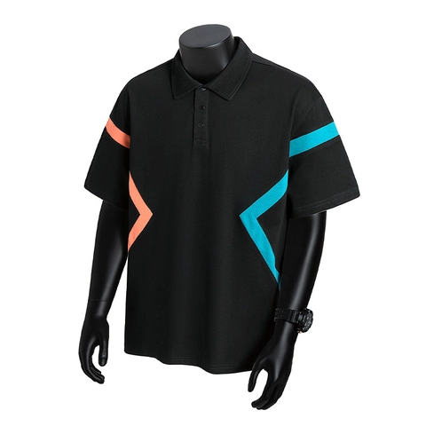 Men Casual Korte Mouw Poloshirt Katoenmix Patchwork Geometrisch Gestreept Revers Zomer Trendy Ademend Top Herenkleding
