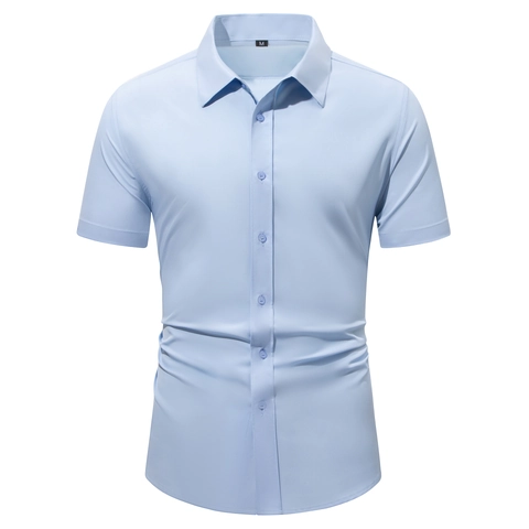 Herren Business Casual Kurzarm Hemd Slim Fit Polyester Einfarbig Button Down Hemd Für Büro Arbeit Täglich Kleidung