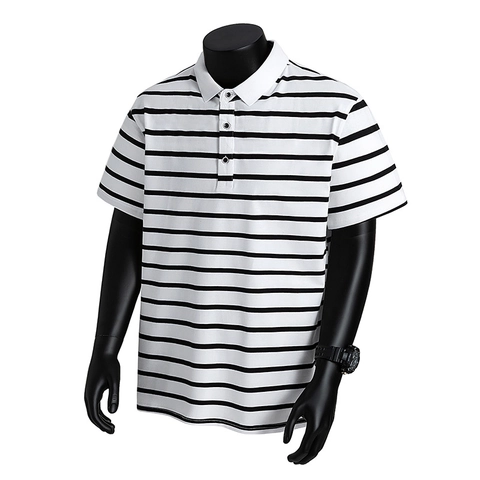 Polo da Uomo Casual a Righe Manica Corta in Misto Cotone Traspirante Slim Fit Top con Rever per Estate Moda Giovane