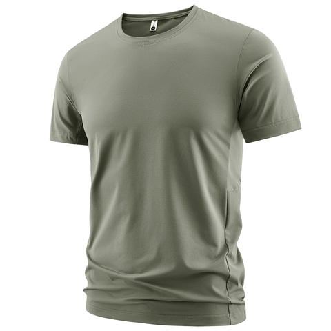 Men Ice Satin Athletic T Shirt Breathable Waffle Quick Dry Top Solid Color Summer Short Sleeve Crew Neck Loose Fit Men Clothing