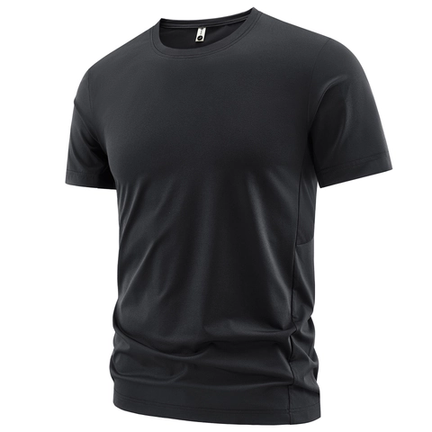 Men Ice Satin Athletic T Shirt Breathable Waffle Quick Dry Top Solid Color Summer Short Sleeve Crew Neck Loose Fit Men Clothing