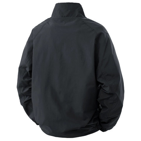 Veste Coupe Vent Décontractée pour Hommes en Poliestere Col Montant Fermeture Éclair Design à Deux Rayures sur les Manches Manteau Sport