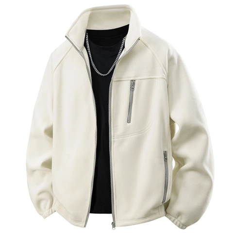 Herren Stehkragen Polar Fleece Jacke Warme Polyester Oberbekleidung Winddichte Full Zip Mantel Für Herbst Winter Casual Daily Wear Unisex