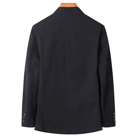 Chaqueta Blazer Casual 100% Algodón para Hombre Negocios Ajuste Relajado Color Sólido Tres Botones Chaqueta con Bolsillos de Parche para Primavera Otoño