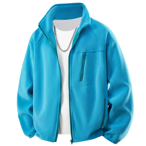 Herren Stehkragen Polar Fleece Jacke Warme Polyester Oberbekleidung Winddichte Full Zip Mantel Für Herbst Winter Casual Daily Wear Unisex