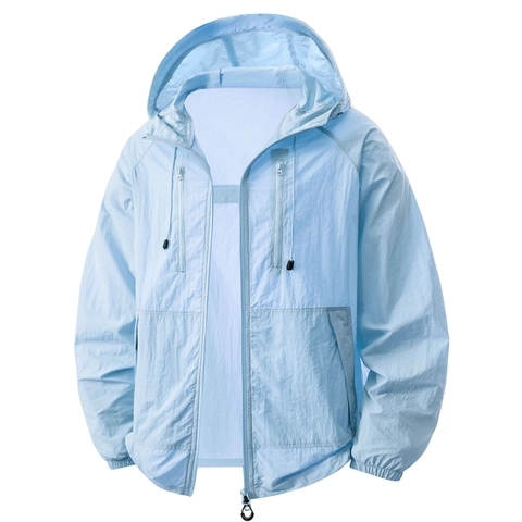 Hooded Sun Protection Clothing Outdoor Hiking Jacket UPF50+ Breathable Nylon Skin Coat For Men Women Lightweight Windbreaker