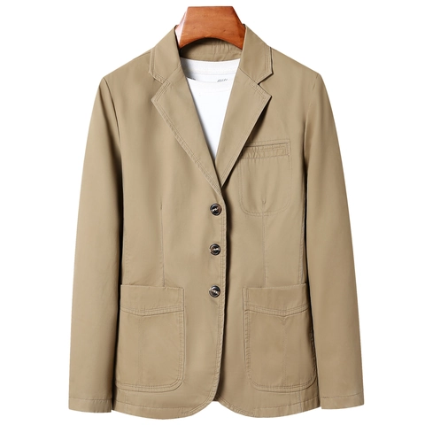 Blazer da Uomo in Cotone Casual Vestibilità Larga Giacca da Completo Business a Tre Bottoni Tinta Unita Traspirante Workwear