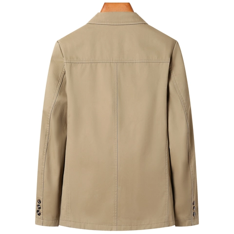Blazer da Uomo in Cotone Casual Vestibilità Larga Giacca da Completo Business a Tre Bottoni Tinta Unita Traspirante Workwear