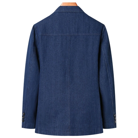 Chaqueta Blazer de Mezclilla para Hombre Mezcla de Algodón Transpirable Negocios Casual Solapa de Muesca Color Sólido para Oficina