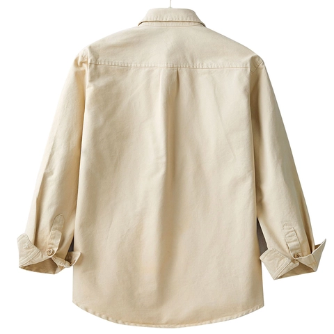 Camicia da Lavoro in Puro Cotone da Uomo Manica Lunga Giacca Utility con Bottoni Classica Tinta Unita Vintage Casual Tops